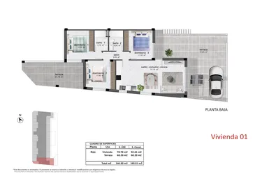 Rzut - Dom na sprzedaż 3 pokoje o powierzchni 92,61 m² - numer 1 w Domy w Pilar de la Horadada - 62773019