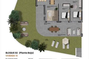 Rzut - Mieszkanie na sprzedaż 3 pokoje o powierzchni 131,5 m² - numer 10 w Apartamenty w Finestrat - 25789945