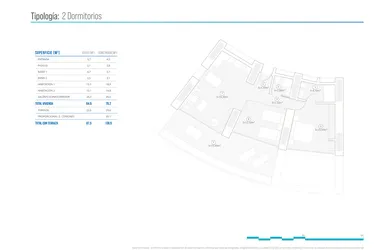 Rzut - Mieszkanie na sprzedaż 2 pokoje o powierzchni 138,9 m² - numer 39-C w Apartamenty w Benidormie - 66854065