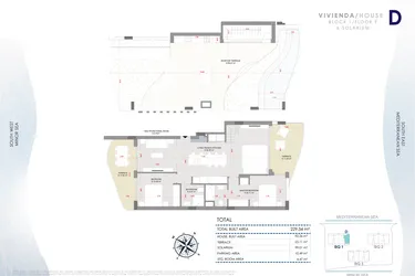 Rzut - Mieszkanie na sprzedaż 3 pokoje o powierzchni 229,34 m² - numer 9-9-D w Apartamenty w La Manga del Mar Menor - 47236454