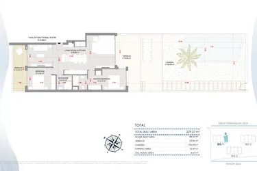 Rzut - Mieszkanie na sprzedaż 3 pokoje o powierzchni 229,27 m² - numer 0-EG-D w Apartamenty w La Manga del Mar Menor - 47236454