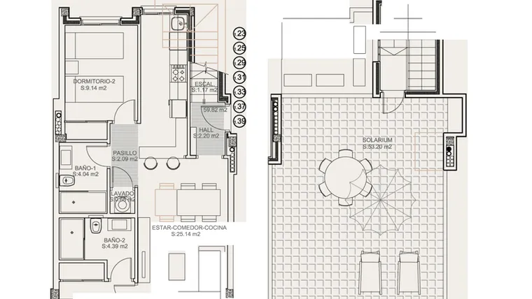 Rzut - Mieszkanie na sprzedaż 2 pokoje o powierzchni 136,6 m² - numer 1-1.39 w Apartamenty w Torrevieja - 51618202