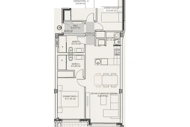 Rzut - Mieszkanie na sprzedaż 3 pokoje o powierzchni 113,6 m² - numer 1-1.19 w Apartamenty w Torrevieja - 51618202