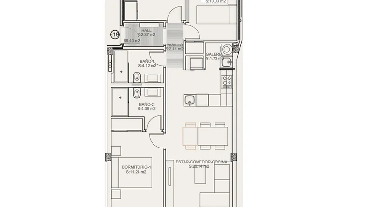 Rzut - Mieszkanie na sprzedaż 3 pokoje o powierzchni 113,6 m² - numer 1-1.19 w Apartamenty w Torrevieja - 51618202