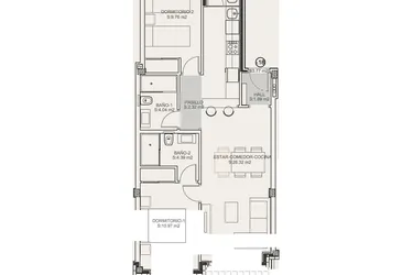 Rzut - Mieszkanie na sprzedaż 2 pokoje o powierzchni 102,9 m² - numer 1-1.18 w Apartamenty w Torrevieja - 51618202