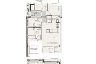 Rzut - Mieszkanie na sprzedaż 3 pokoje o powierzchni 113,2 m² - numer 0-1.02 w Apartamenty w Torrevieja - 51618202