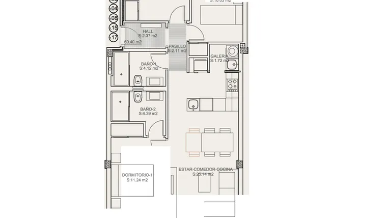 Rzut - Mieszkanie na sprzedaż 3 pokoje o powierzchni 113,2 m² - numer 0-1.02 w Apartamenty w Torrevieja - 51618202