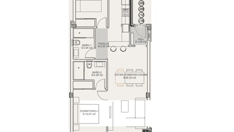 Rzut - Mieszkanie na sprzedaż 3 pokoje o powierzchni 102,9 m² - numer 0-1.03 w Apartamenty w Torrevieja - 51618202