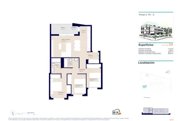 Rzut - Mieszkanie na sprzedaż 3 pokoje o powierzchni 98,5 m² - numer 2-C w Apartamenty w Alicante - 36142881