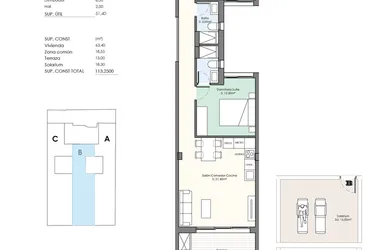 Rzut - Mieszkanie na sprzedaż 2 pokoje o powierzchni 113 m² - numer 5-5B w Apartamenty w Torrevieja - 97791076
