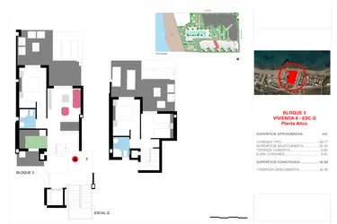 Rzut - Mieszkanie na sprzedaż 3 pokoje o powierzchni 92,98 m² - numer ATICO-G-6 w Apartamenty w Dénia - 14051638