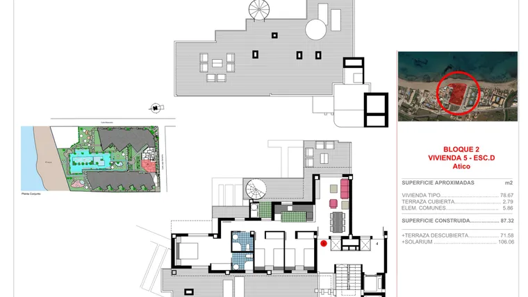 Rzut - Mieszkanie na sprzedaż 3 pokoje o powierzchni 87,32 m² - numer ATICO D-4 w Apartamenty w Dénia - 14051638