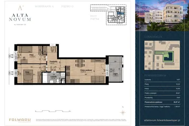 Rzut - Mieszkanie na sprzedaż 3 pokoje o powierzchni 55,54 m² - numer 4 w Alta Novum