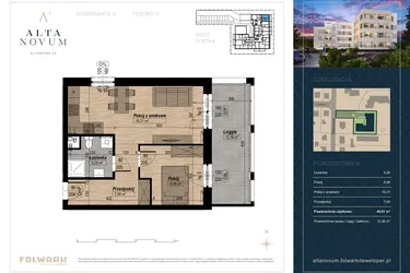 Rzut - Mieszkanie na sprzedaż 2 pokoje o powierzchni 39,84 m² - numer 2 w Alta Novum