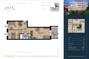 Rzut - Mieszkanie na sprzedaż 3 pokoje o powierzchni 55,22 m² - numer 8 w Alta Novum
