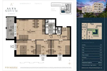 Rzut - Mieszkanie na sprzedaż 4 pokoje o powierzchni 80,85 m² - numer 17 w Alta Novum