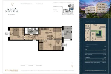 Rzut - Mieszkanie na sprzedaż 3 pokoje o powierzchni 52,33 m² - numer 19 w Alta Novum