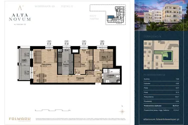 Rzut - Mieszkanie na sprzedaż 3 pokoje o powierzchni 58,1 m² - numer 28 w Alta Novum