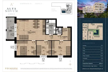 Rzut - Mieszkanie na sprzedaż 4 pokoje o powierzchni 80,85 m² - numer 32 w Alta Novum