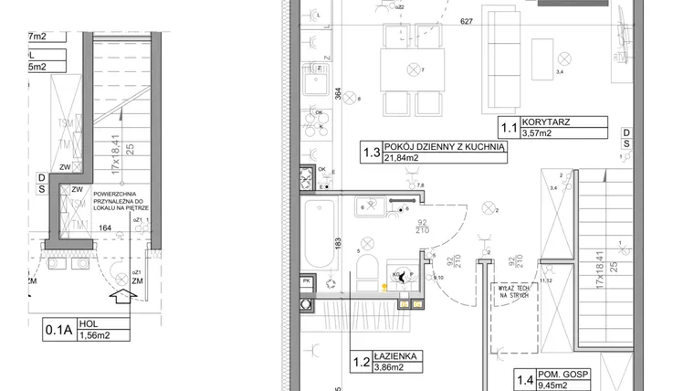 Rzut - Mieszkanie na sprzedaż 3 pokoje o powierzchni 58,82 m² - numer 62 w Manufaktura Marki 2 etap III