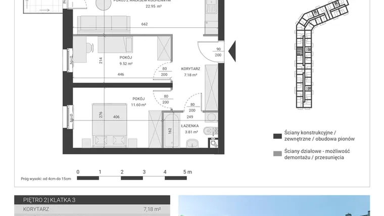 Rzut - Mieszkanie na sprzedaż 3 pokoje o powierzchni 55,06 m² - numer 71 w Ignatki Forest etap II