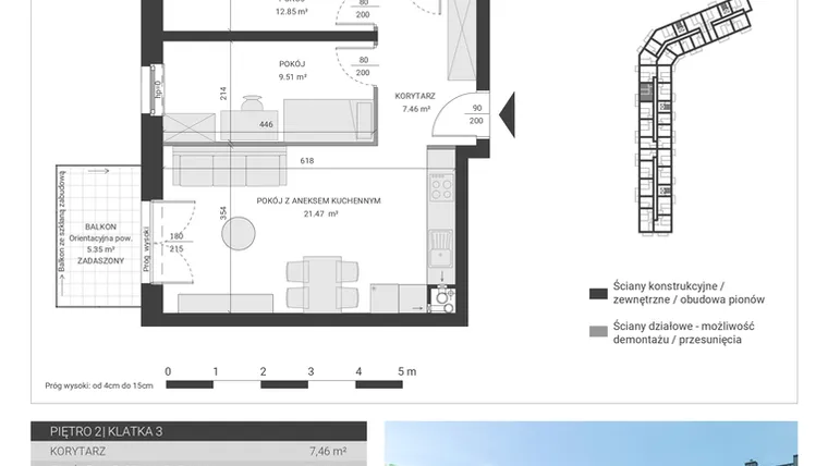 Rzut - Mieszkanie na sprzedaż 3 pokoje o powierzchni 55,41 m² - numer 72 w Ignatki Forest etap II
