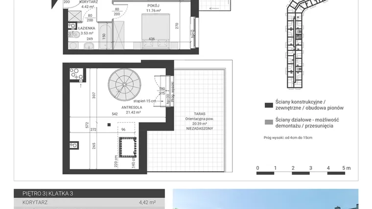 Rzut - Mieszkanie na sprzedaż 3 pokoje o powierzchni 59,44 m² - numer 76 w Ignatki Forest etap II