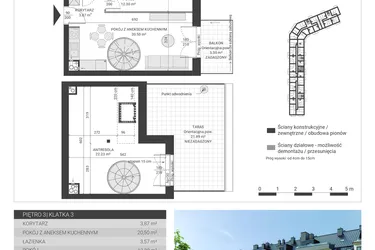 Rzut - Mieszkanie na sprzedaż 3 pokoje o powierzchni 62,47 m² - numer 77 w Ignatki Forest etap II