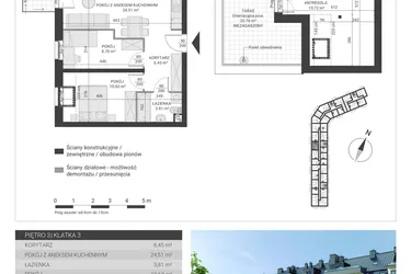 Rzut - Mieszkanie na sprzedaż 3 pokoje o powierzchni 73,82 m² - numer 81 w Ignatki Forest etap II