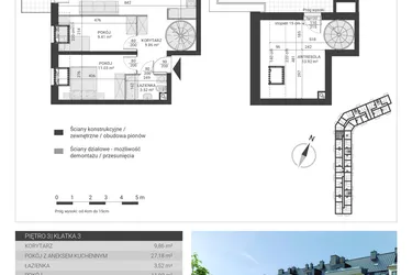 Rzut - Mieszkanie na sprzedaż 3 pokoje o powierzchni 74,92 m² - numer 83 w Ignatki Forest etap II