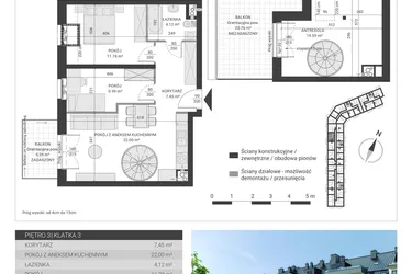 Rzut - Mieszkanie na sprzedaż 3 pokoje o powierzchni 73,93 m² - numer 82 w Ignatki Forest etap II