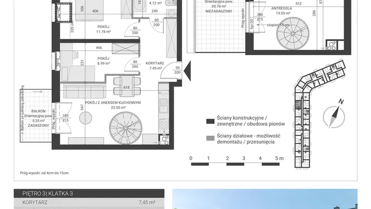 Rzut - Mieszkanie na sprzedaż 3 pokoje o powierzchni 73,93 m² - numer 82 w Ignatki Forest etap II