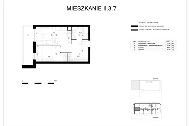 Rzut - Mieszkanie na sprzedaż 2 pokoje o powierzchni 43,08 m² - numer II.3.7 w Pryncypalna 66