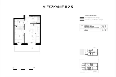 Rzut - Mieszkanie na sprzedaż 2 pokoje o powierzchni 40,81 m² - numer II.2.5 w Pryncypalna 66