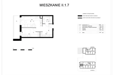 Rzut - Mieszkanie na sprzedaż 2 pokoje o powierzchni 43,03 m² - numer II.1.7 w Pryncypalna 66