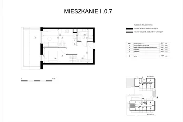 Rzut - Mieszkanie na sprzedaż 2 pokoje o powierzchni 42,78 m² - numer II.0.7 w Pryncypalna 66