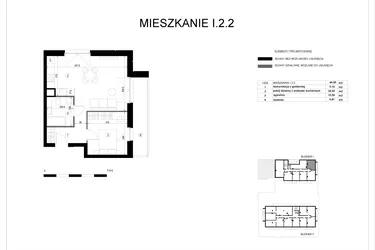 Rzut - Mieszkanie na sprzedaż 2 pokoje o powierzchni 45,01 m² - numer I.2.2 w Pryncypalna 66