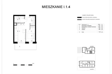 Rzut - Mieszkanie na sprzedaż 2 pokoje o powierzchni 36,34 m² - numer I.1.4 w Pryncypalna 66