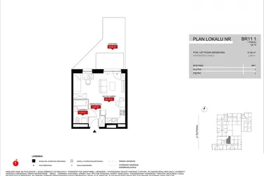 Rzut - Mieszkanie na sprzedaż 1 pokój o powierzchni 32,42 m² - numer BR11/1 w Browary Wrocławskie 2