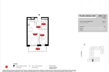 Rzut - Mieszkanie na sprzedaż 2 pokoje o powierzchni 36,83 m² - numer BR11/18 w Browary Wrocławskie 2