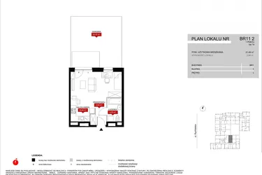 Rzut - Mieszkanie na sprzedaż 1 pokój o powierzchni 32,09 m² - numer BR11/2 w Browary Wrocławskie 2