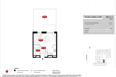 Rzut - Mieszkanie na sprzedaż 1 pokój o powierzchni 32,09 m² - numer BR11/3 w Browary Wrocławskie 2