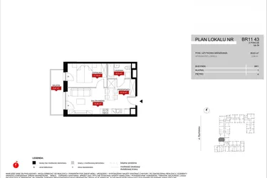 Rzut - Mieszkanie na sprzedaż 2 pokoje o powierzchni 39,63 m² - numer BR11/43 w Browary Wrocławskie 2