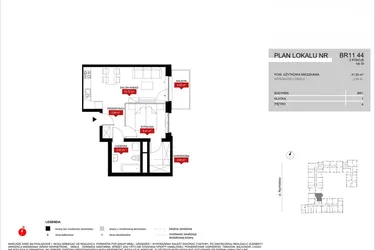 Rzut - Mieszkanie na sprzedaż 2 pokoje o powierzchni 41,55 m² - numer BR11/44 w Browary Wrocławskie 2
