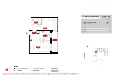 Rzut - Mieszkanie na sprzedaż 2 pokoje o powierzchni 50,59 m² - numer BR12/98 w Browary Wrocławskie 2