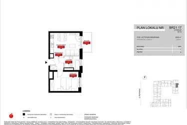 Rzut - Mieszkanie na sprzedaż 2 pokoje o powierzchni 38,51 m² - numer BR21/17 w Browary Wrocławskie 2