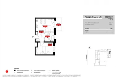 Rzut - Mieszkanie na sprzedaż 2 pokoje o powierzchni 38,51 m² - numer BR21/22 w Browary Wrocławskie 2