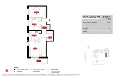 Rzut - Mieszkanie na sprzedaż 3 pokoje o powierzchni 60,93 m² - numer BR21/24 w Browary Wrocławskie 2