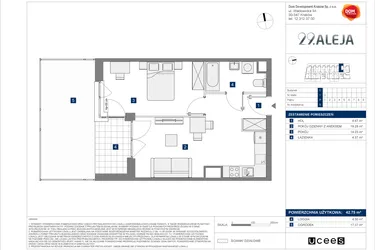 Rzut - Mieszkanie na sprzedaż 2 pokoje o powierzchni 42,75 m² - numer C.5 w 29. Aleja etap 2