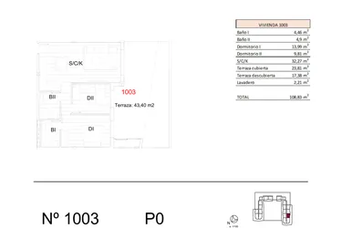 Rzut - Mieszkanie na sprzedaż 2 pokoje o powierzchni 108,83 m² - numer 1003 w Apartamenty w San Miguel de Salinas - 97009342